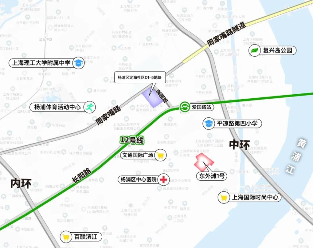 杨浦区定海社区d1-5地块(定海路街道152街坊) 四至:东至爱国路,南至