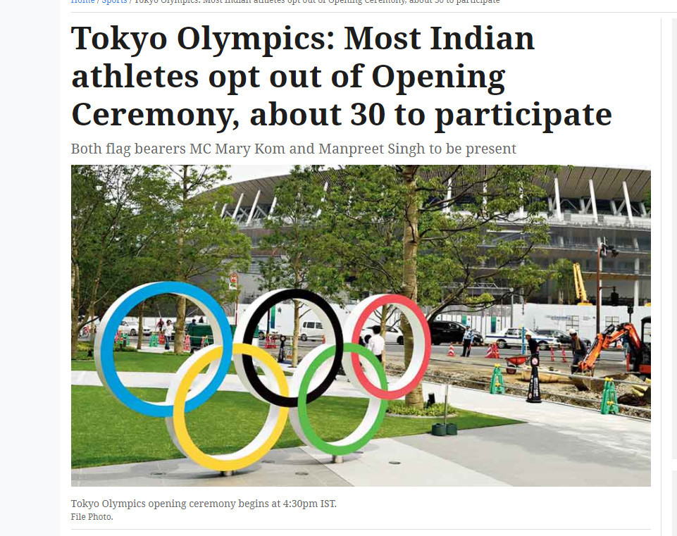 据外媒报道,大部分印度运动员将不参加东京奥运会开幕式,仅有大概30人