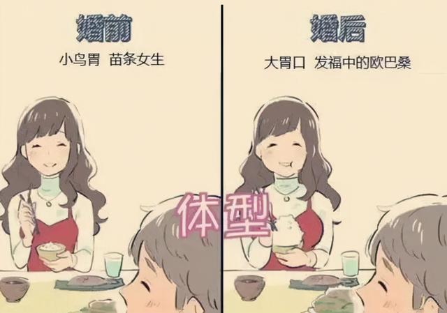 日本画师画出婚前婚后的区别,婚后无财富自由,小鸟胃太真实