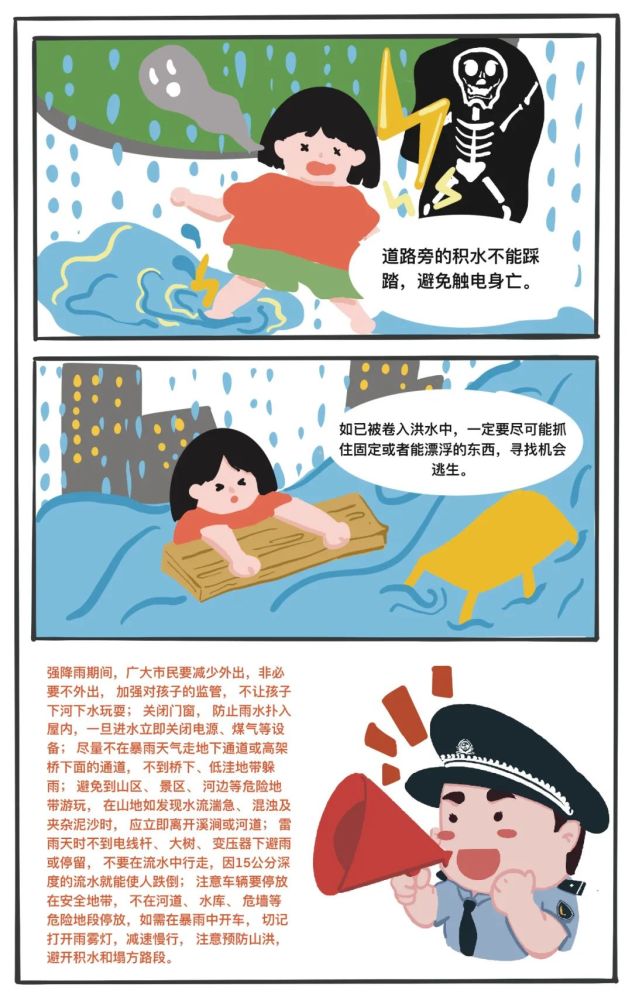 漫画"话"安全 防汛安全要牢记