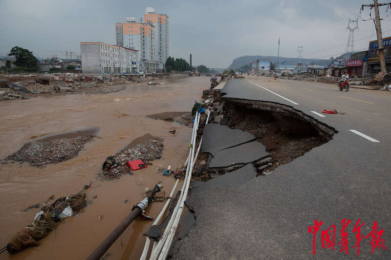 河南暴雨:巩义米河镇受损严重