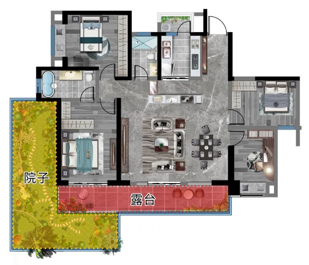 (通过吾悦·安宁院子已公开的新品户型图,能较为直观地理解其设计思路