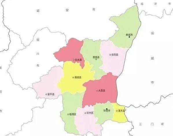 渭南市行政区划图 蒲城如果能顺利实现设区目标, 渭南的城市发展