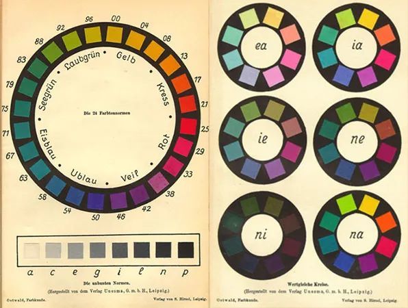 1917年,由奥斯特瓦尔德编写的第一版颜色系统图集/色谱《die farben