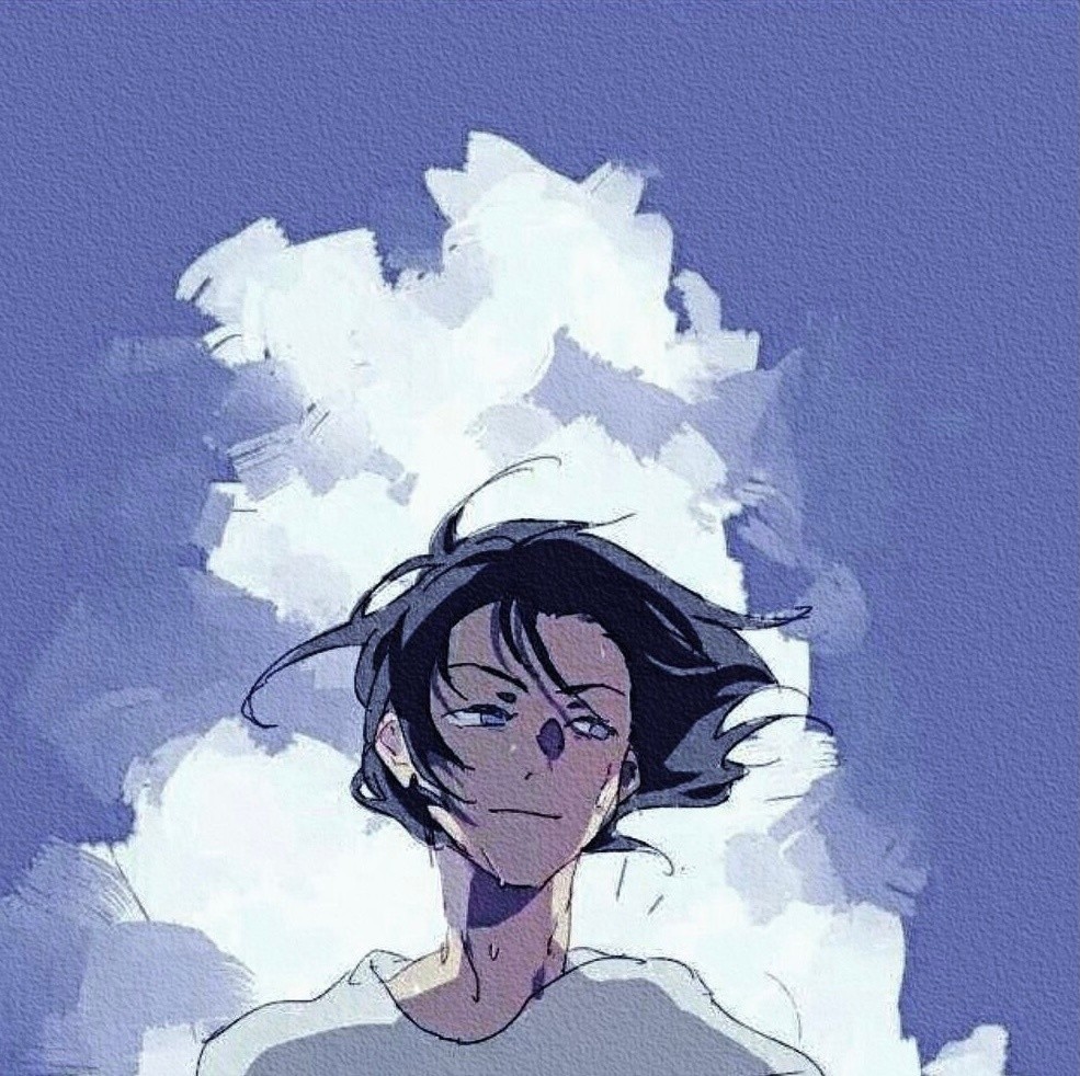 蓝色系动漫男头 背景图