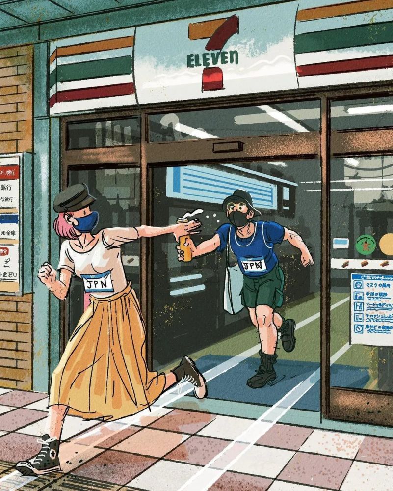 搞笑插画,东京全民化身奥运选手!