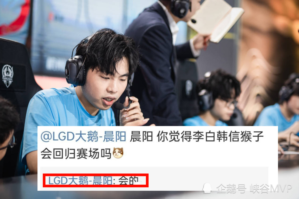 lgd大鹅的晨阳也用"会的"两字肯定的答复了网友