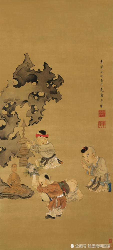 戏婴图明代画家陈洪绶
