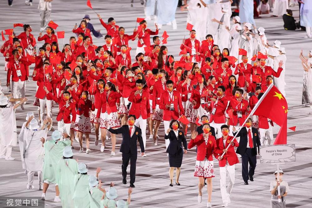 东京奥运会开幕式中国代表团入场 (图源:视觉中国)