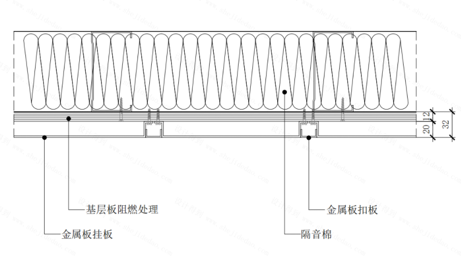 金属挂板墙面节点图