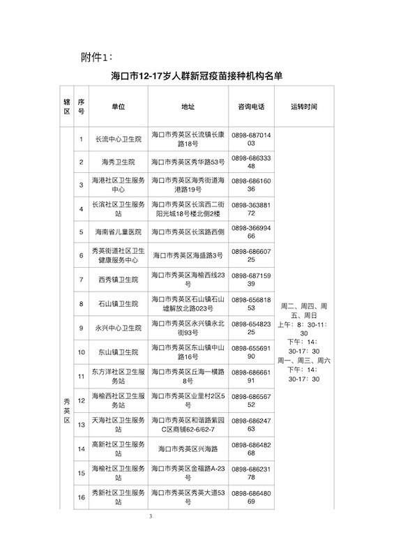 冠病毒疫苗接种工作的总体安排,以及海南省疫情防控指挥部的统一部署