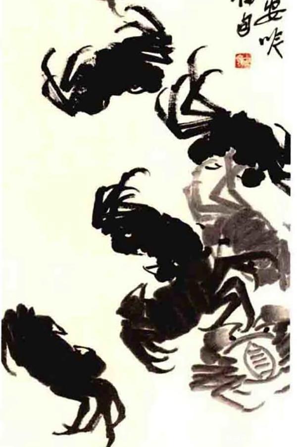 齐白石画螃蟹,上海齐白石艺术中心-少白汤发周说,他是