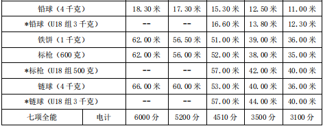 田径运动员技术等级标准