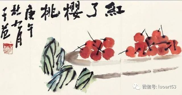 国画名家们画的樱桃,色泽诱人