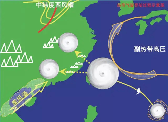 热带气旋登陆过程示意图 作者制图