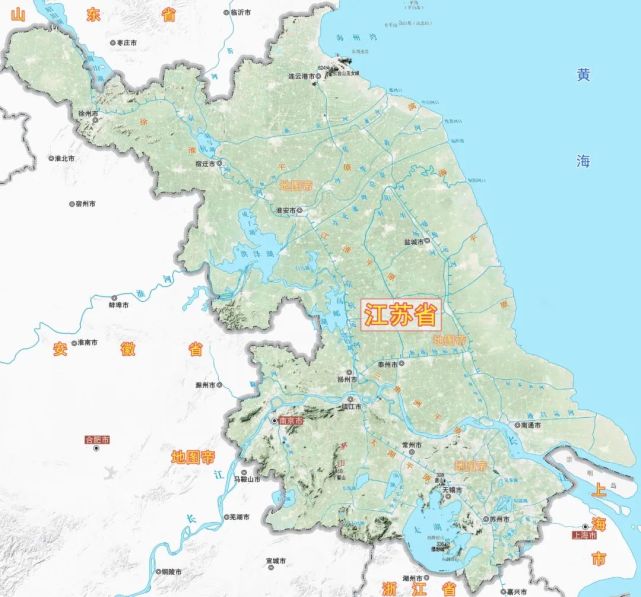 中国各省地形图-江苏省