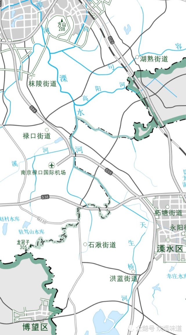 南京禄口机场在江宁区禄口街道,与溧水区柘塘只隔着溧水河,离安徽