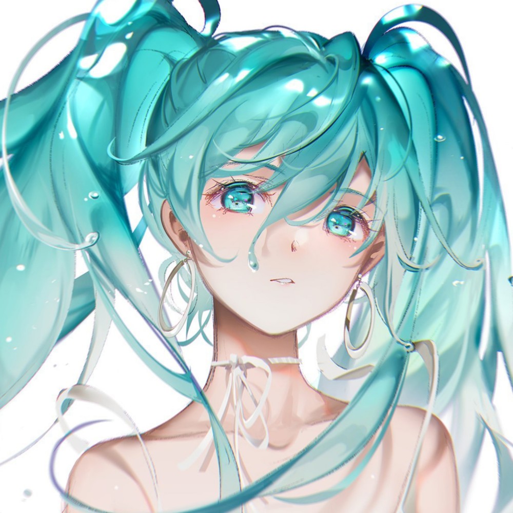 蓝粉系动漫头像:长发飘飘的仙女小姐姐初音