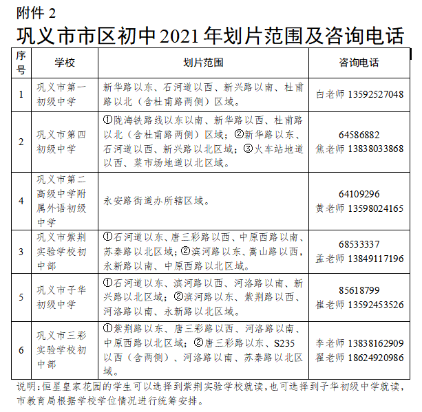 巩义2021年中小学招生方案公布