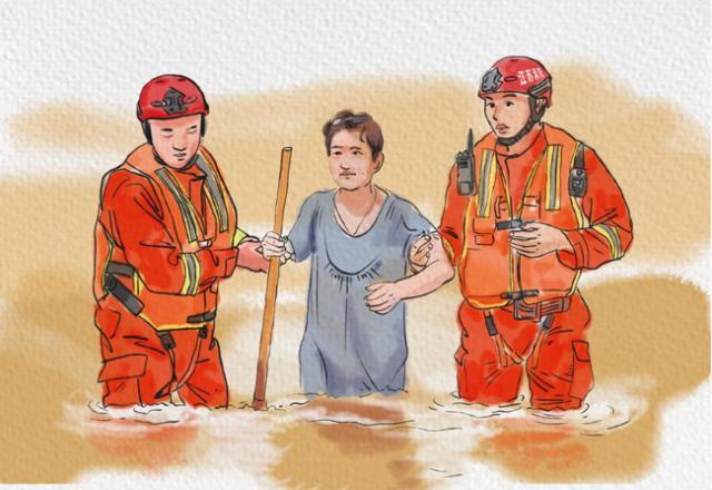 苏州消防员手绘河南救援漫画:"等回来后,送给他们"