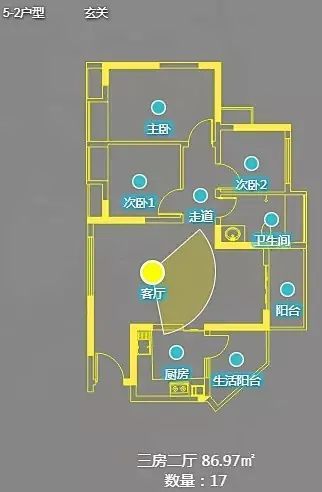 5栋三房户型图建筑面积86平方米左右的三房户型136套,分布在5栋,6栋,7