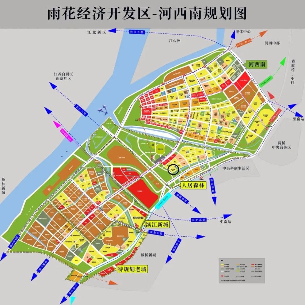 雨花人居森林示范片区位于雨花经济开发区北部, 对岸就是河西南