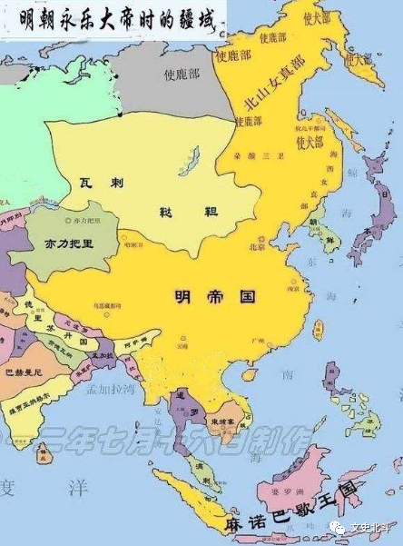 该地图包含东南亚许多地区(三宣六慰,旧港宣慰司).