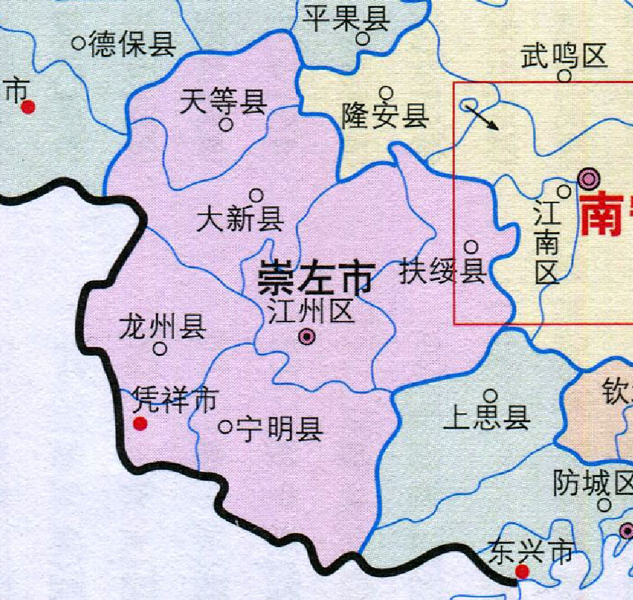 崇左7区县人口一览江州区4354万龙州县2321万