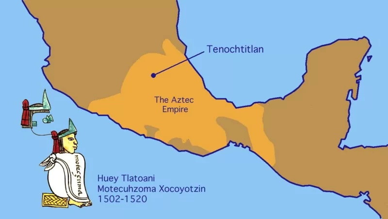 阿兹特克帝国最后几年的地图.