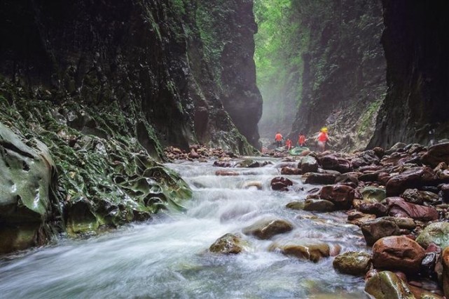 溪水在峡谷间欢跳. 舒 冰 摄