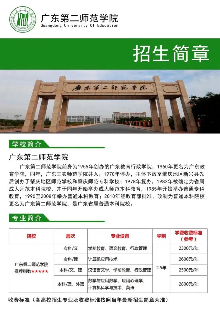 广东第二师范学院2021成考招生