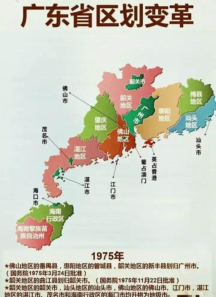 1975年广东行政区划调整:7个县级市升格为地级市