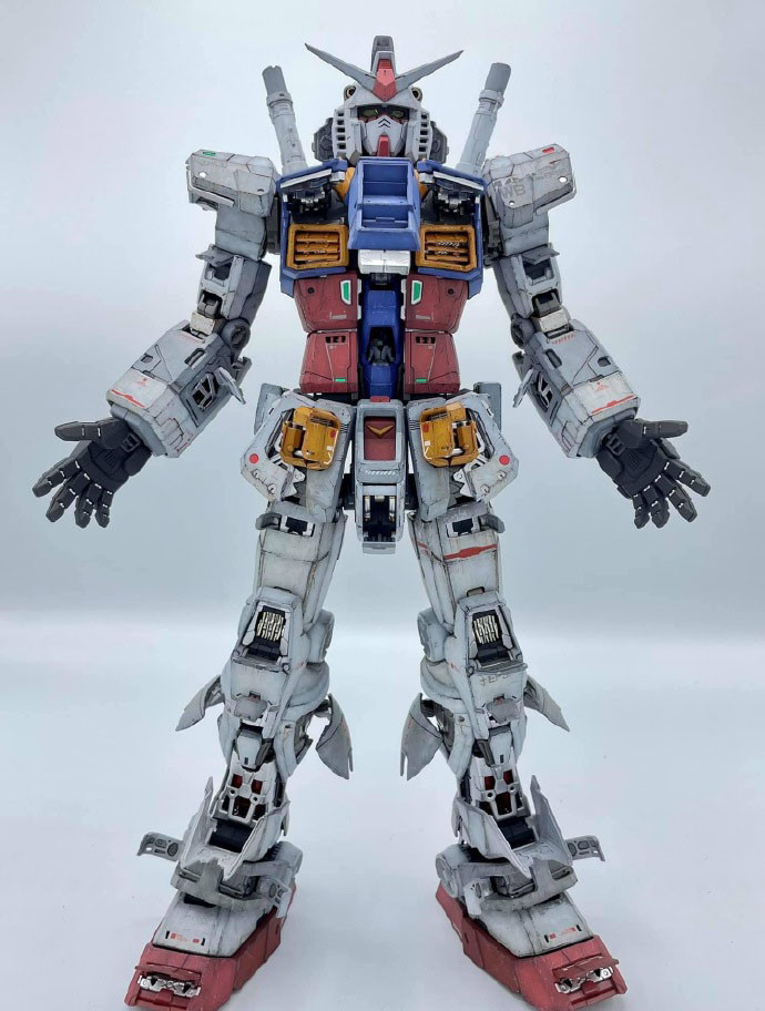 模玩控:旧化涂装pg比例rx-78-2高达模型