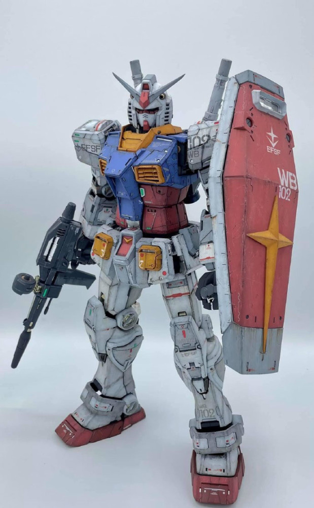 模玩控:旧化涂装pg比例rx-78-2高达模型