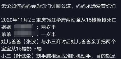 重庆姐弟两坠亡后生父当场崩溃大哭事情反转他为小三除掉孩子