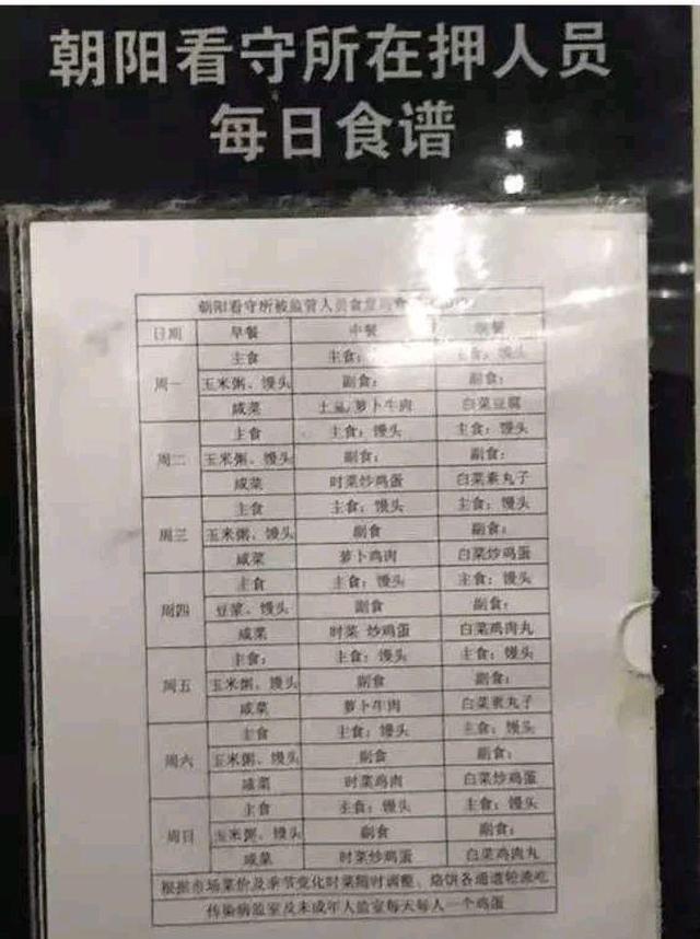 吴亦凡看守所伙食曝光:荤素搭配营养丰富,每天或劳动5