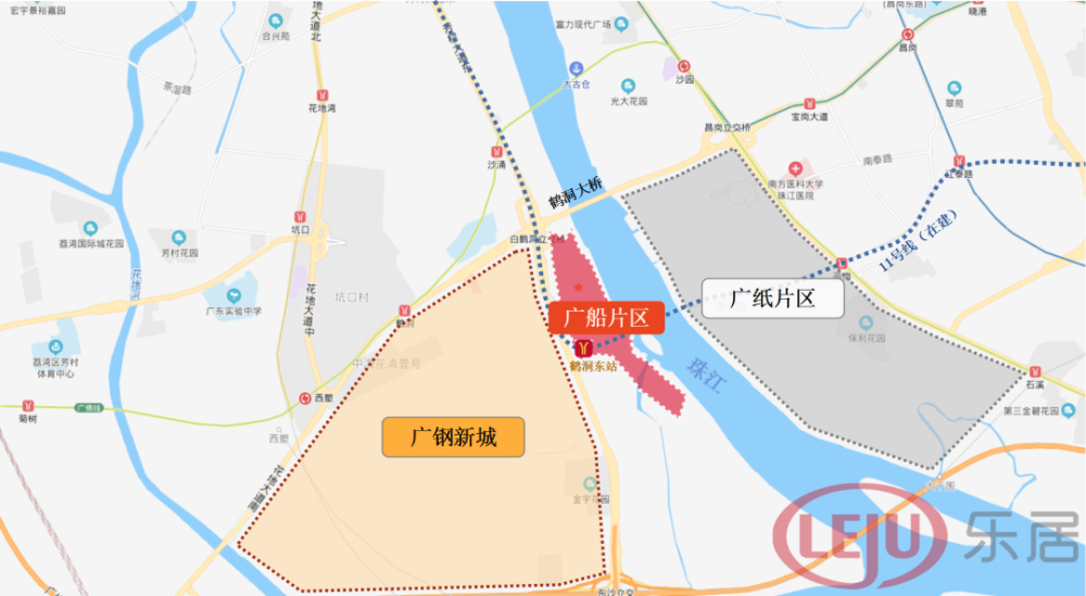 目前广船板块暂无新盘在售,隔壁广钢新城板块在售新盘有保利广钢城