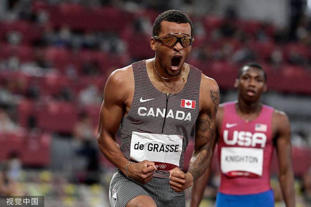 男子200米加拿大德格拉塞反超夺冠 美国包揽银铜