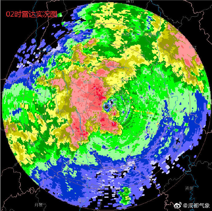 2021年8月5日02时00分发布暴雨灾害性短时临近天气预报:目前我市郫都