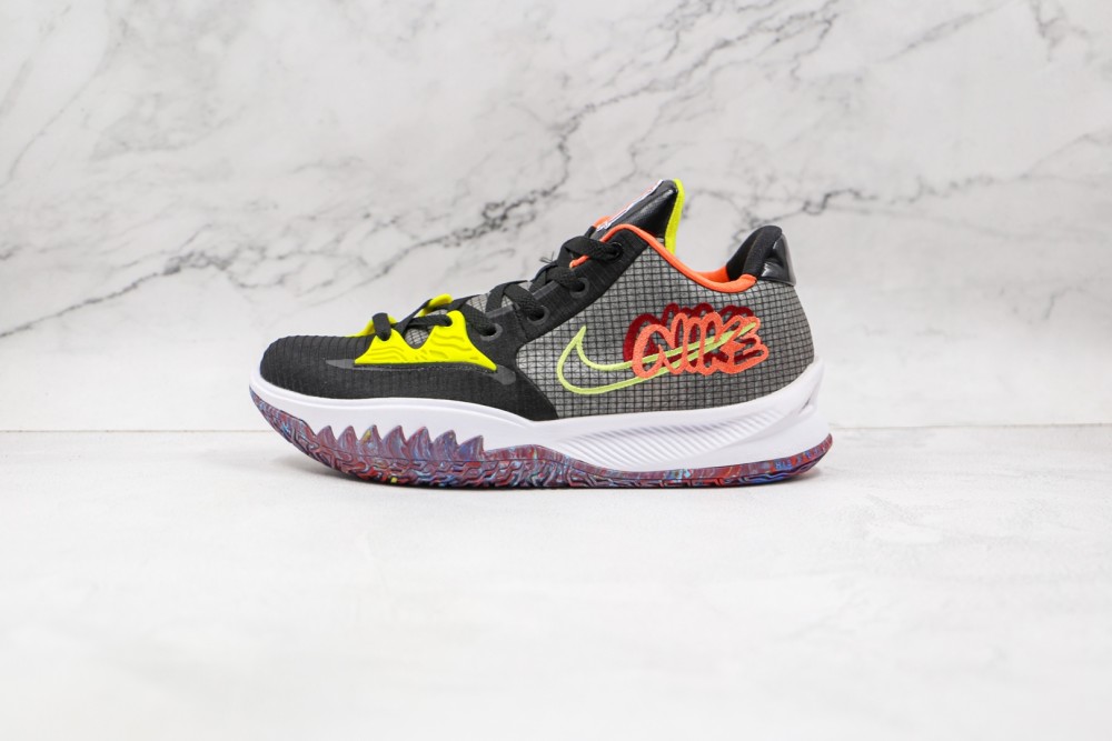 耐克nike kyrie 4 low ep欧文4低帮男子实战篮球鞋黑绿橙色