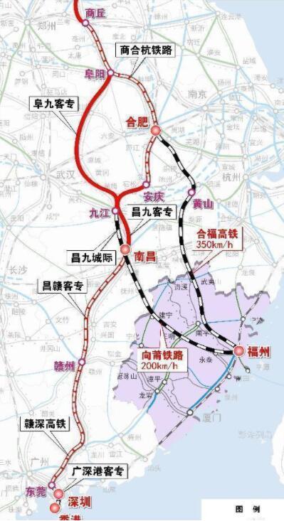 京港高铁年底开通,跨越九省市,经过