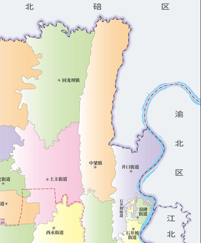 重庆沙坪坝区最狭长的镇,地图好像一根油条