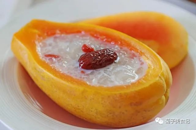 粤式甜汤木瓜炖雪蛤,果然名不虚传
