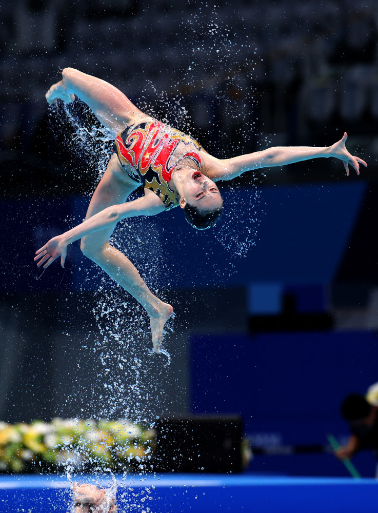 当日,在东京奥运会花样游泳集体技术自选比赛中,中国队以96.