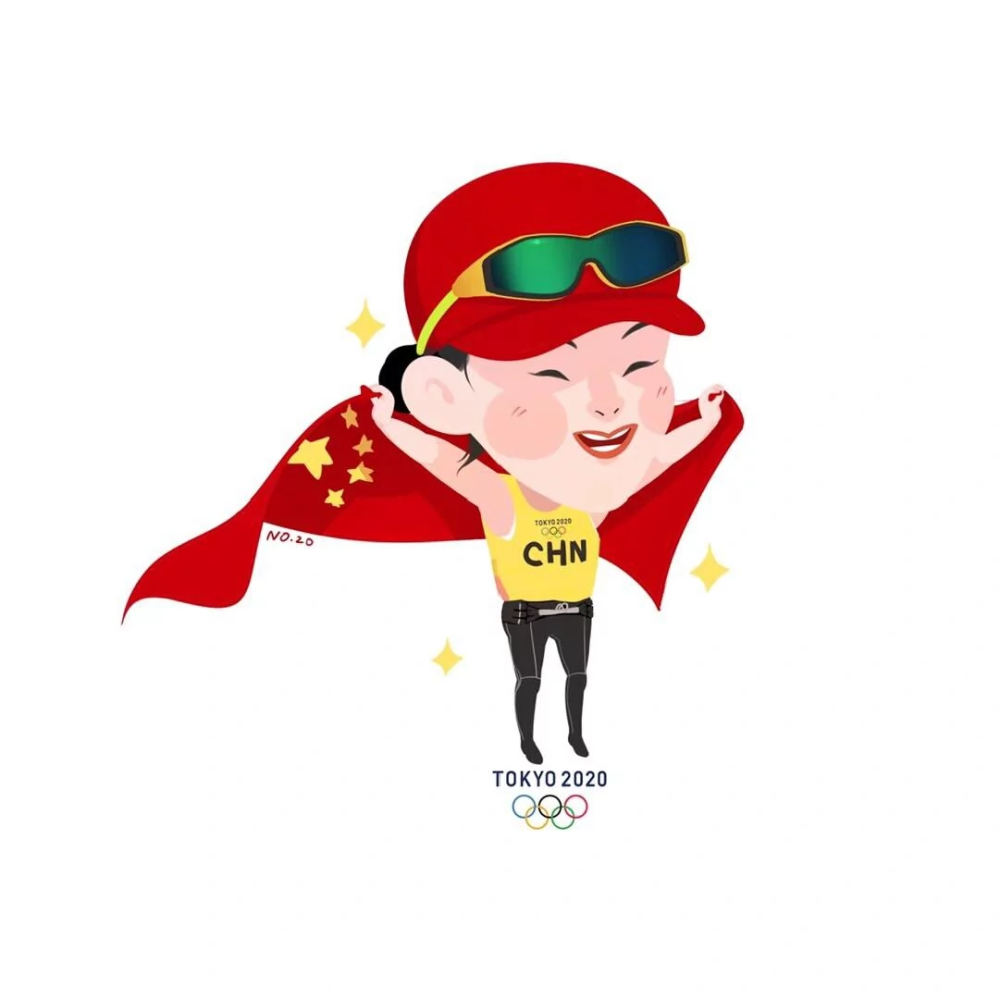 在奥运会奋斗的中国健儿的卡通图片