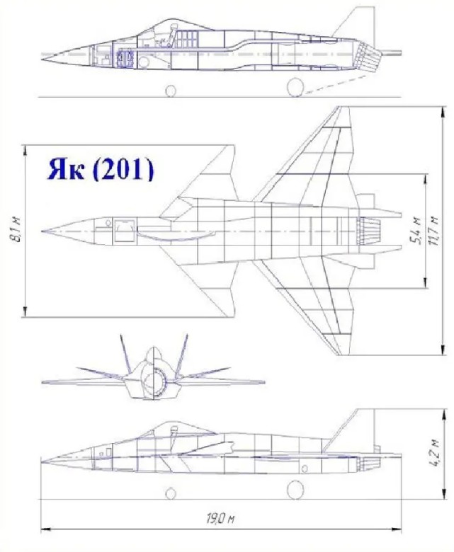 雅克-201,高度隐身设计,可以压制f-35b的垂直起降战斗机