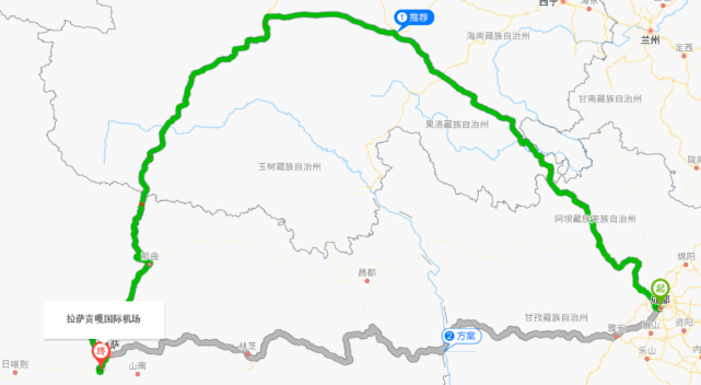 翻山越岭的供给 在地图上看,从成都到拉萨贡嘎机场,公路距离超过2000