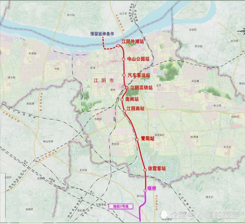 江阴市迎来第一条地铁,途经江阴高铁站和江阴南站,一期设站9座