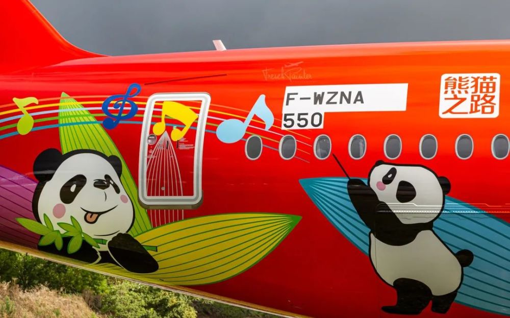 熊猫彩绘!川航首架自购a350亮相图卢兹