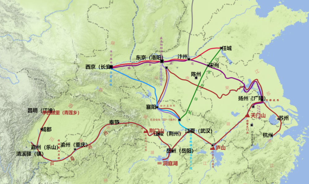 李白游历路线图